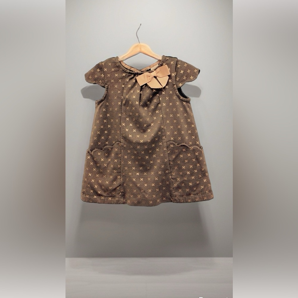 Catherine Malandrino Girl’s Size 2T Dark Gray & Gold Top With peach Bow …